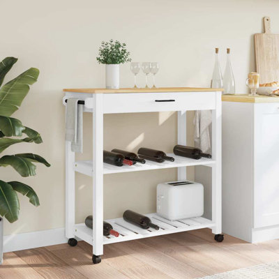 Rafsan Rolling Kitchen Cart with Solid Wood Top