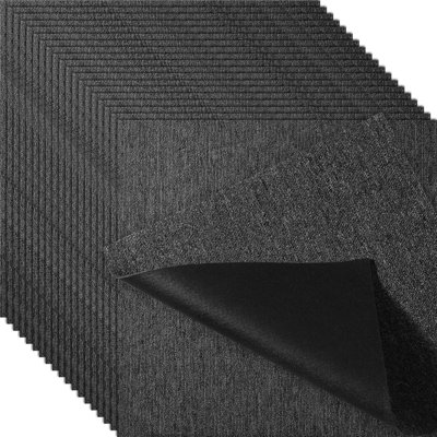 Carpet Tiles Reusable, 20"X 20" Carpet Squares With Padding Attached, Soft Padded Carpet Tiles, Easy Install DIY For Bedroom Living Room Indoor Outdoor (20 Tiles, Dark Grey)