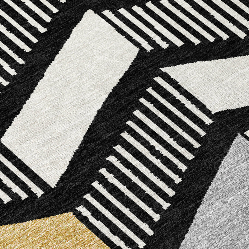 Machine Washable Indoor/Outdoor Chantille ACN2911 Geometric Rug, 8' x 10', Black