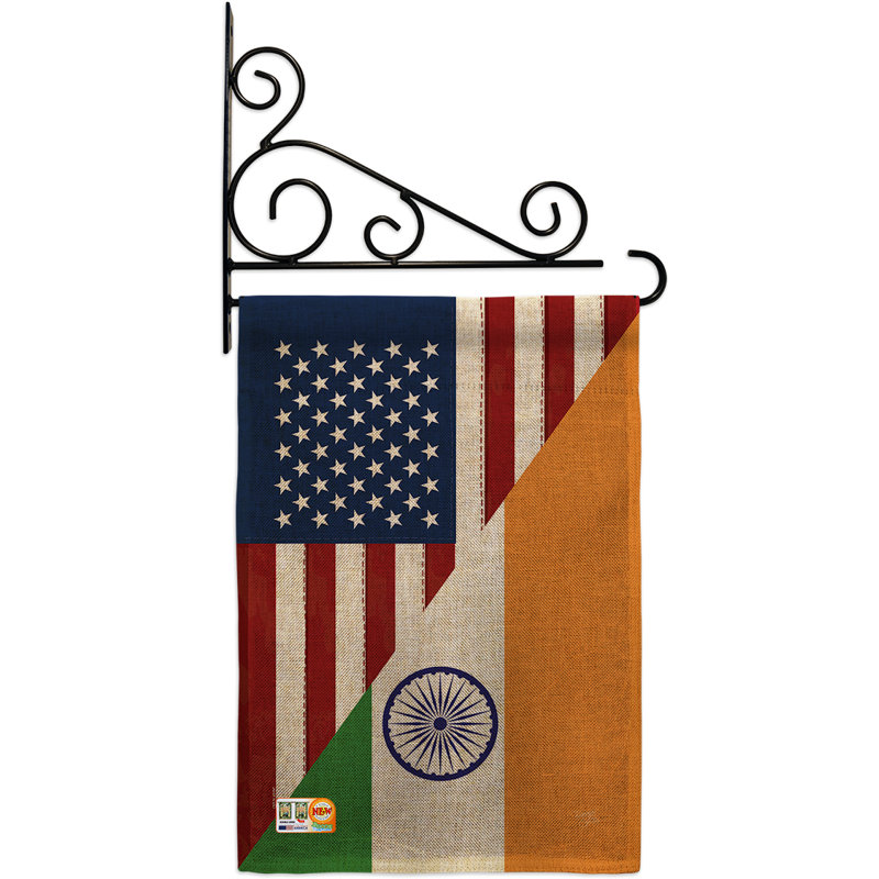En toile jute à 2 côtés de 19 pouces american inde amitié drapeau de jardin