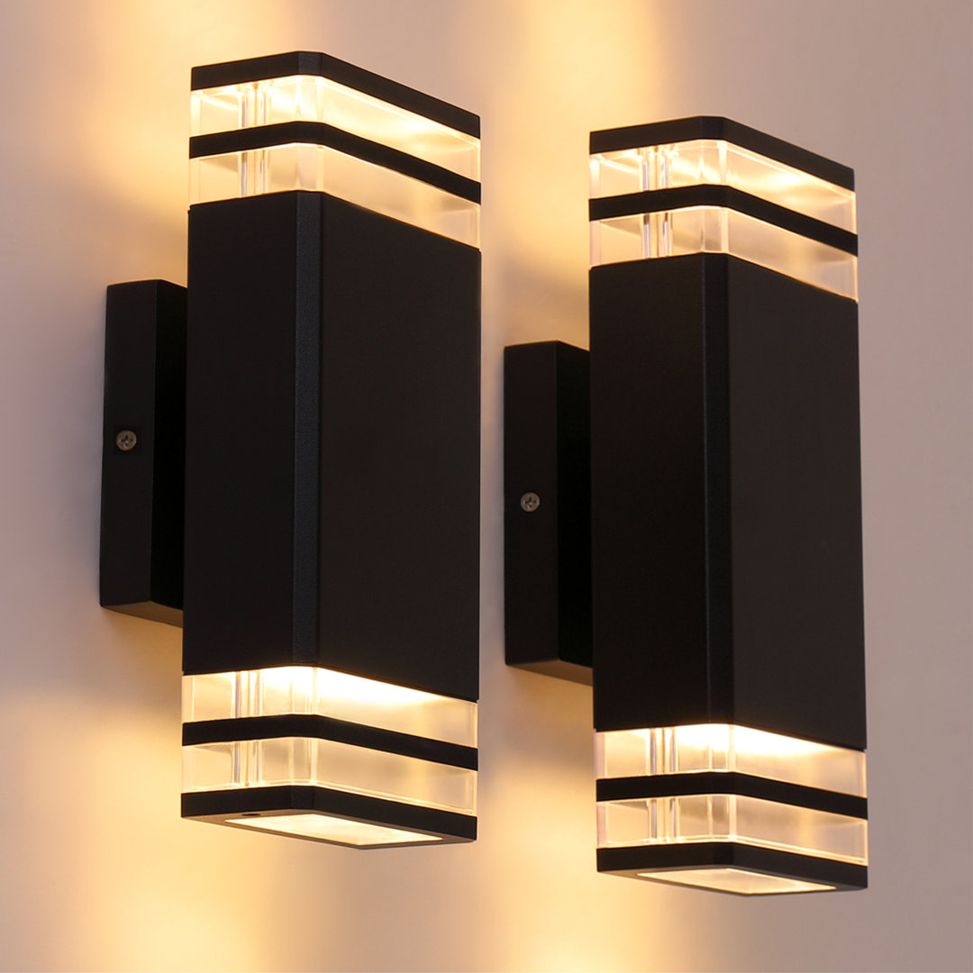 Janeth 9.8'' H Integrated LED Square Up Down Wall Light Outdoor Waterproof (Set of 2) Hokku Designs
