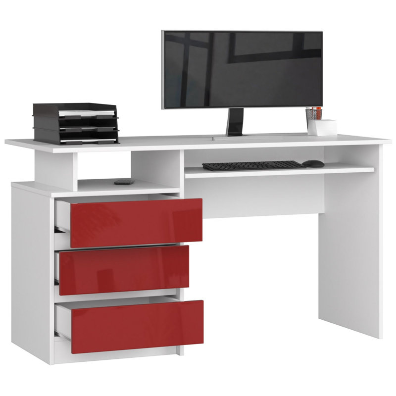 Geovana Eldren Computer Desk, Red