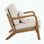 Chaise d'appoint Mid-Century moderne en lin - Coussin 5,7 po