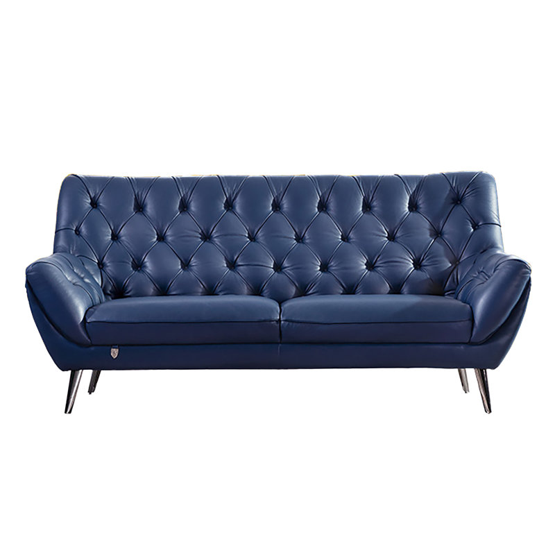 Bodell Upholstered 81'' Sofa, Genuine Leather Navy