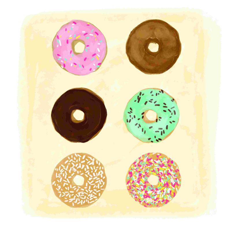 Donut Rows - peinture sur toile tendue, H 12 po x l 12 po