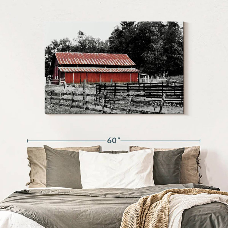 Lilie BW Rustic Barn, 32" H x 48" W