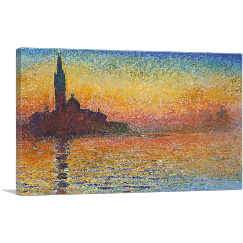 "San Giorgio Maggior at Dusk" par Claude Monet, reproduction d'art sur toile tendue, H 18 po x l 26 po x P 1,5 po
