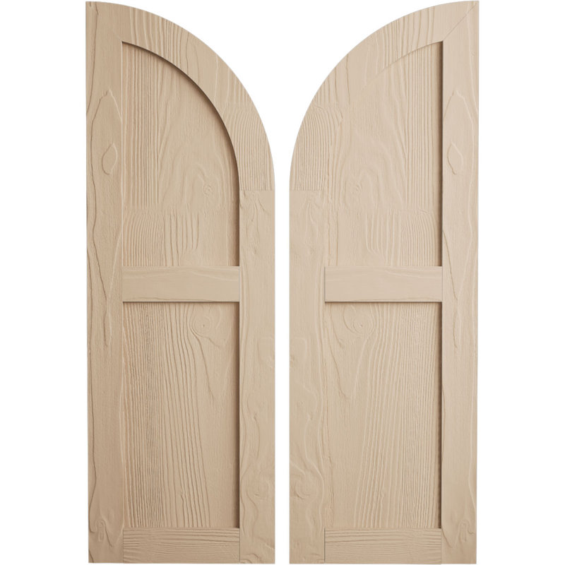Timberthane deux panneaux plats égaux avec quarts de rideaux en faux arche (par paire), L 15 po, H 56 po