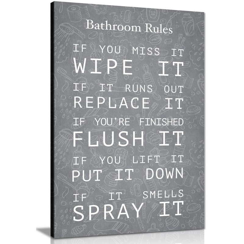 Bathroom Rules - Wrapped Canvas Print, 91cm H x 61cm W