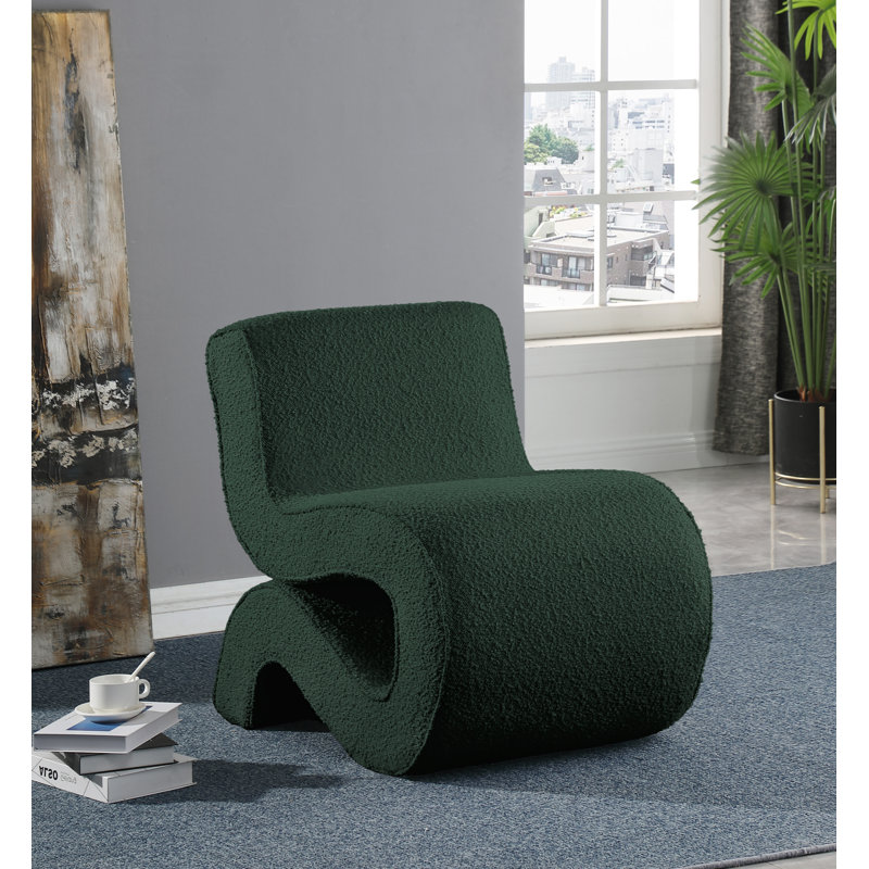 Desiree 22.5" Wide Boucle Fabric Accent Chair, Green Boucle Fabric