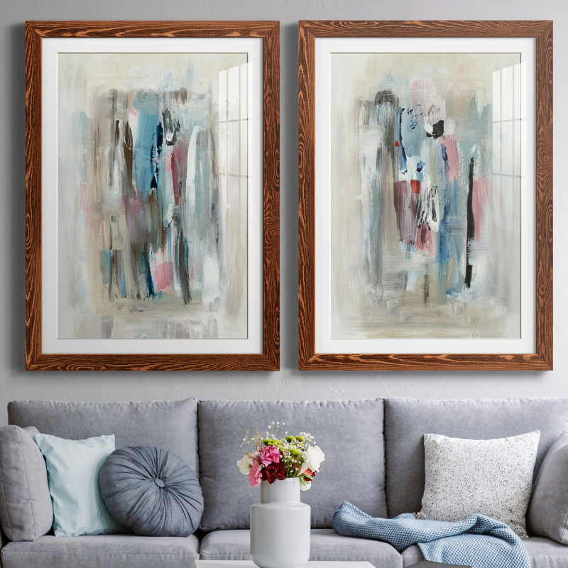 «Rain Shadow I», ensemble de 2 reproductions d'art, Blanc, H 37,5 po x l 55 po x P 1,5 po, Papier avec cadre érable