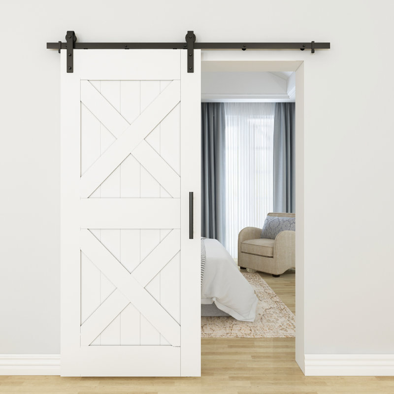 Ensemble de quincaillerie standard pour porte de grange simple, Noir mat, 96 po