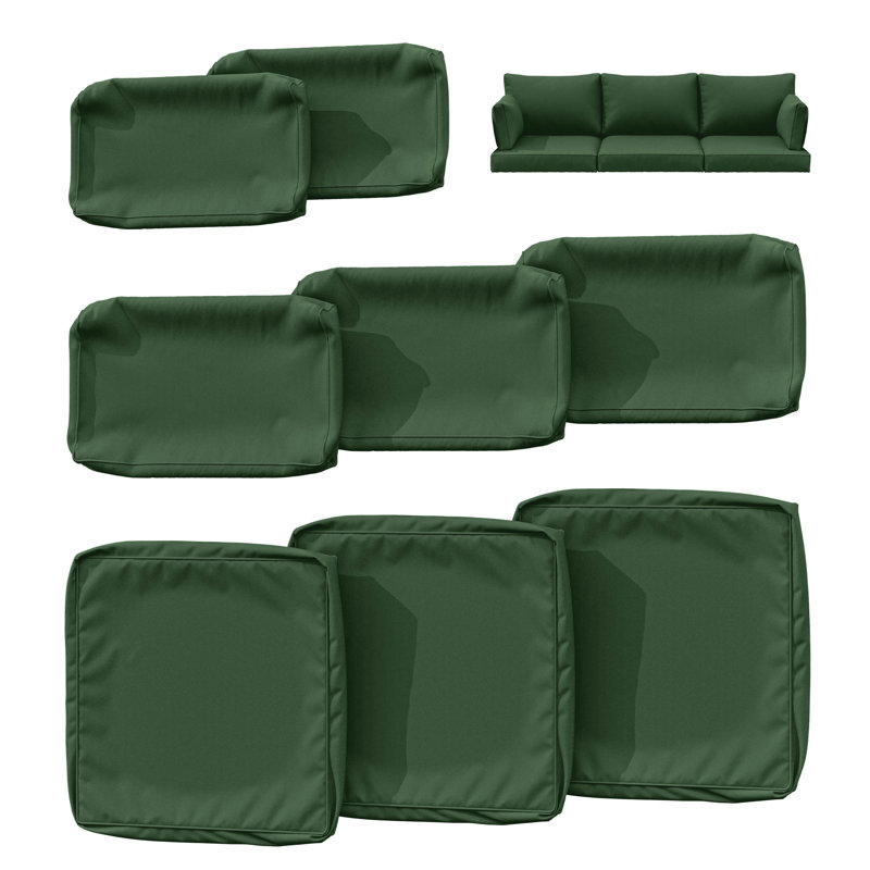 Cartert 8 Pcs Outdoor Cushion Covers Set For Outdoor Cushions and Patio Furniture Cushions Cover, Only Covers , Olive Green