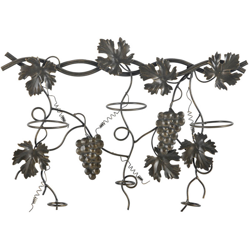 Janetzy 3 Bottle Wall Mounted Wine Bottle Rack in Black