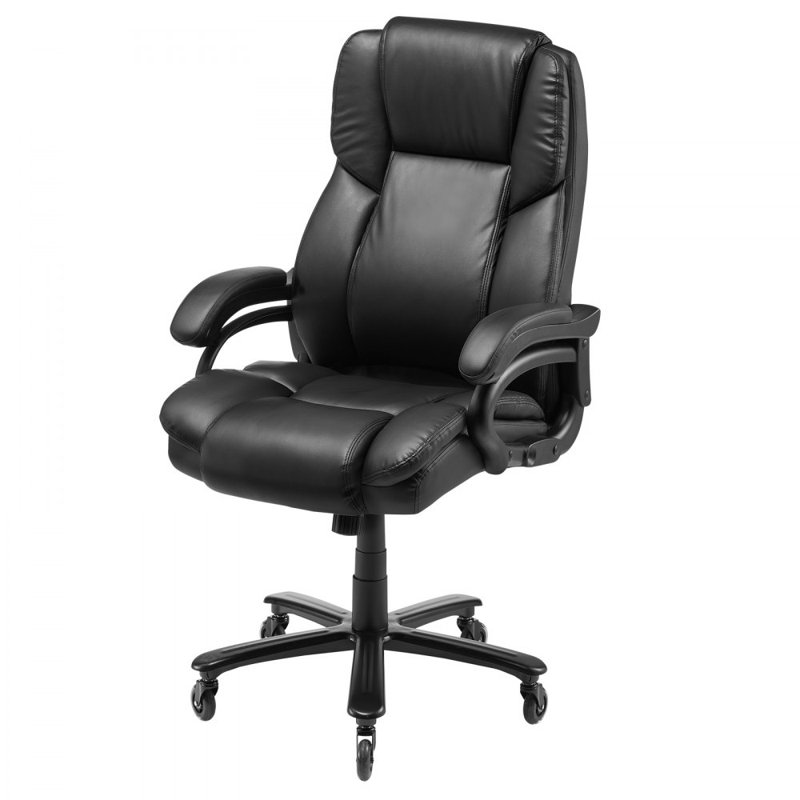Executive Office Chair, 500lbs Capacity with Adjustable Lumbar Support, High Back PU Leather Office Chair Ergonomic for Back Pain, Black