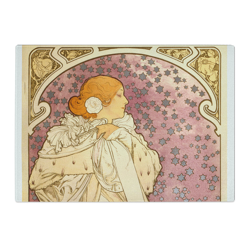 Lady of the Camellias by Alphonse Mucha Chopping Board, 0.4cm H x 20cm W x 28.5cm L