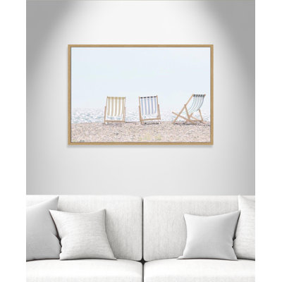 Adriatica Beach Chairs Framed On Paper by Leah Straatsma Print