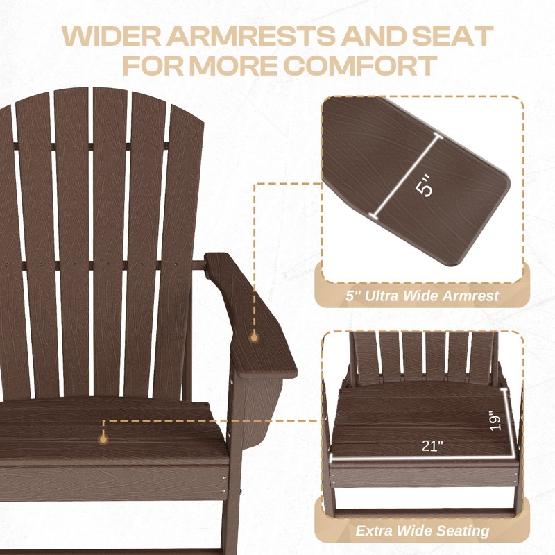 Hdpe Outdoor Adirondack Chair (Set Of 6), Brownwood