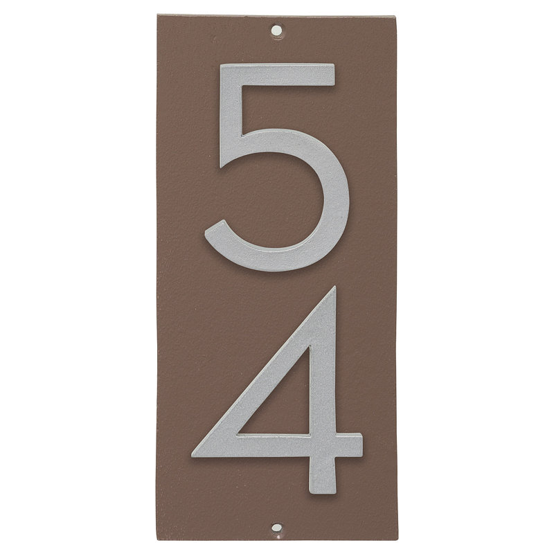 Plaque d’adresse murale sur 1 ligne flottante, Sable, Argent, Oui