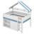 Full Size Loft Bed With Canopy Roof, Storage Cabinet & Shelves, Playhouse House Design, Solid Wood Frame For Teens-1628216300