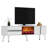 Modern TV Stand with Electric Fireplace, White & Silver, 59.1 x 19.7 x 11.6 inches | 100% Melamine Coated Particle Board, LED Light & Grinded Glass Front | Stylish & Functional Home Entertainment Center-1983381769