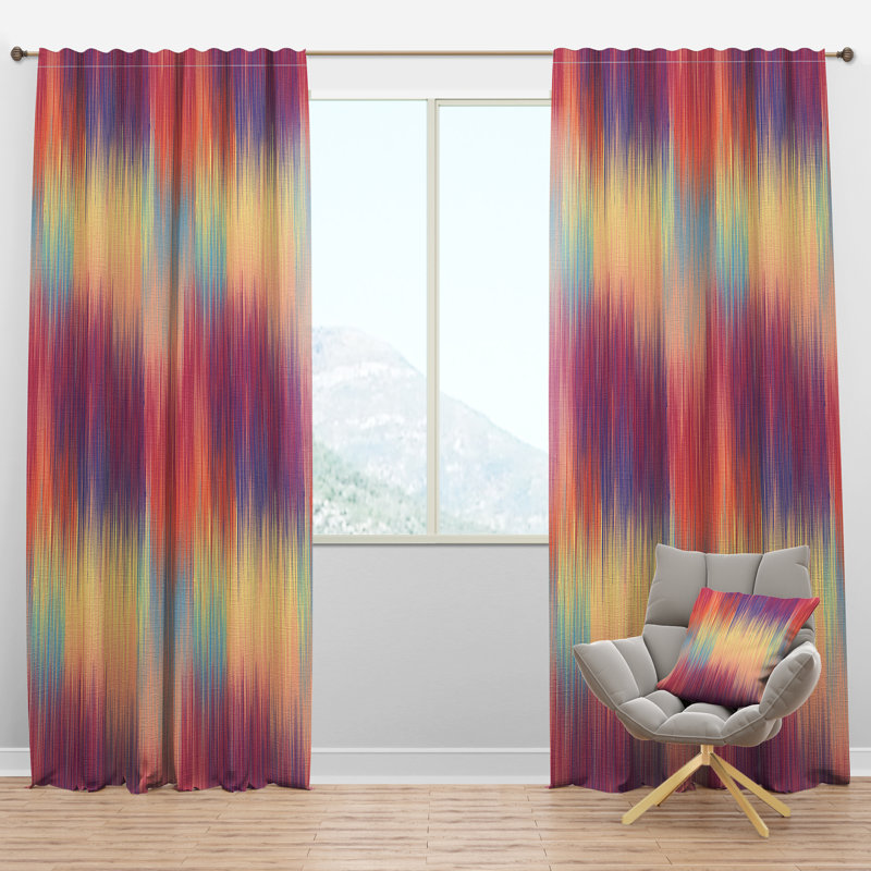 Panneau de rideau simple semi-diaphane avec passe-tringle Grunge Ikat, l 52 po x L 120 po