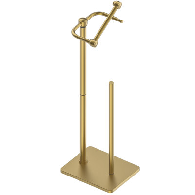 Bathroom Toilet Paper Holder Stand with Storage, Pivoting Free Standing Toilet Roll Holder, Holds 4 Reserve Rolls, Anti-drop design, Weighted Base, 304 Stainless Steel, (Brushed Gold)