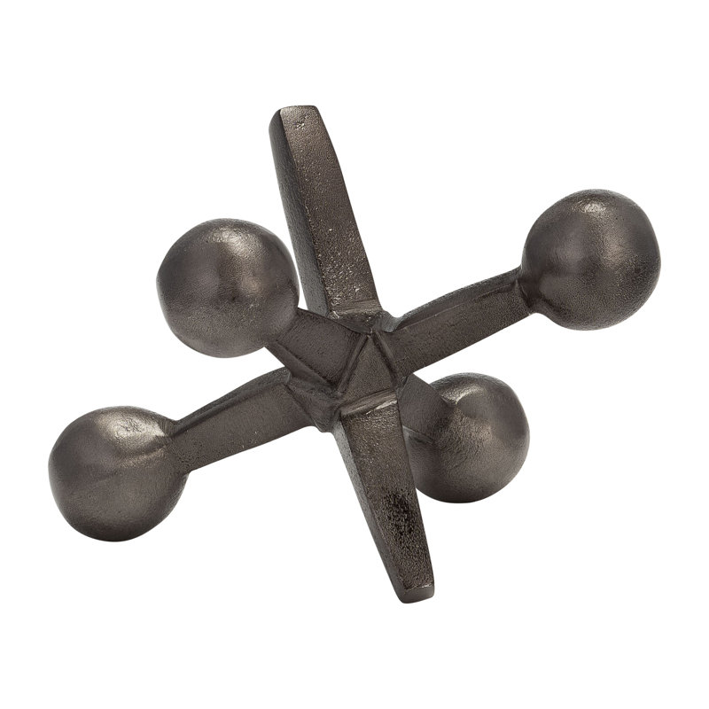 Sculpture abstraite géométrique en aluminium, Argent, H 5 po x l 7 po x P 5 po