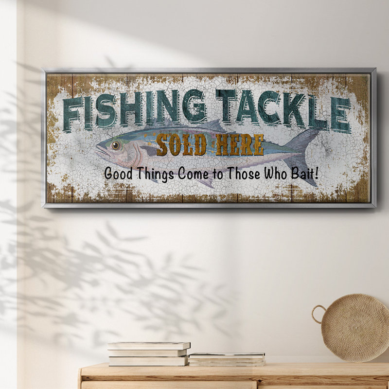 Fishing Tackle- Framed Canvas, 8" H x 20" W