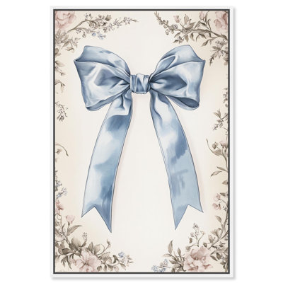 "Blue Silk Ribbon", reproduction d'art sur toile par Art Remedy, cadre blanc, 36 x 54