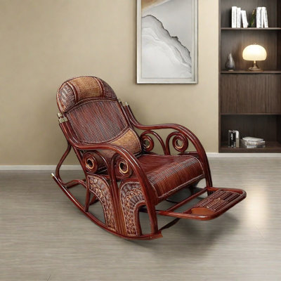 Chaise berçante en rotin à double coussin
