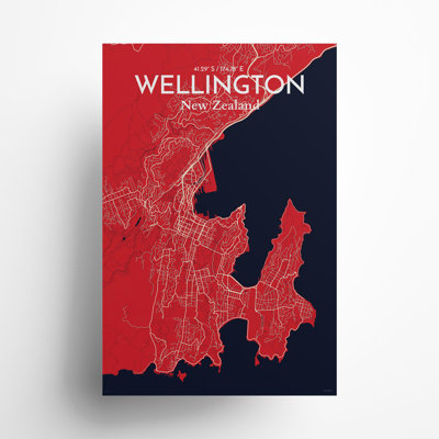 Wellington, carte de la ville, impression