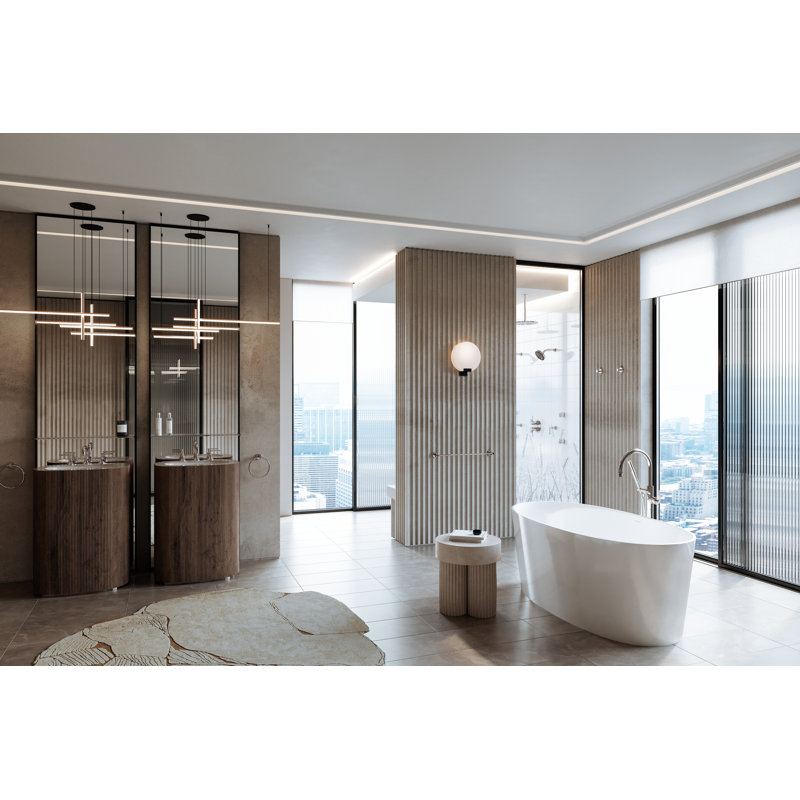 Lombardia Single Hole Floor Mount Tub Filler Trim, Polished Nickel