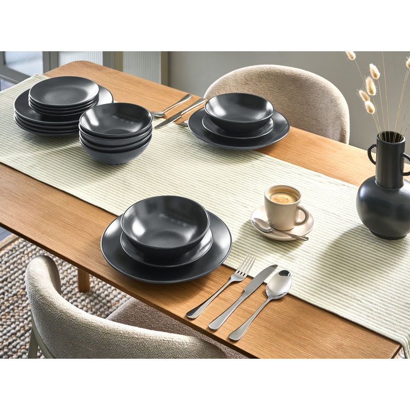 Stoneware Dinnerware - Service for 6, Black