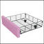 Structure de lit double pleine grandeur avec lumières DEL, lit princesse rembourré moderne avec tête de lit couronne, 2 tiroirs, rose et blanc