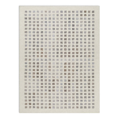 Sigrid Geometric Hand Tufted Area Rug in Light Gray/Cream