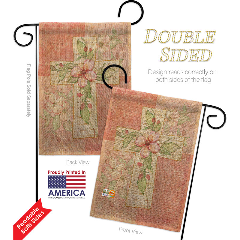 En toile jute cross-inspiration de la foi & 18,5 à 2 côtés x 13 po floral drapeau de jardin