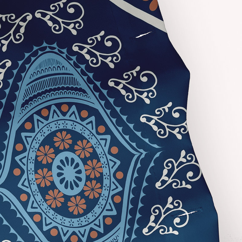 Harrel Floral Shower Curtain, Navy Blue