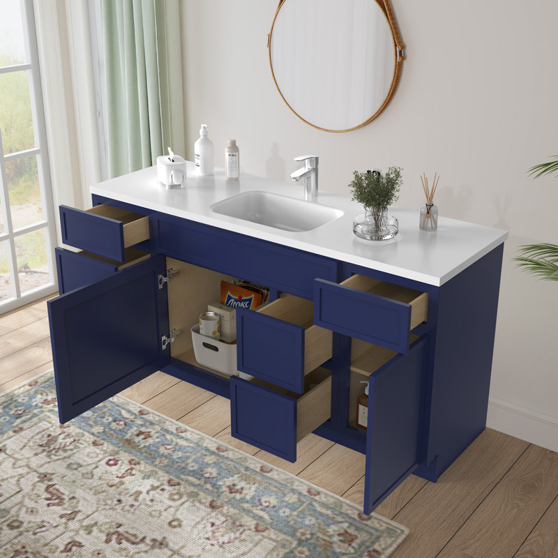 Base de meuble-lavabo simple 66 po seulement, Bleu