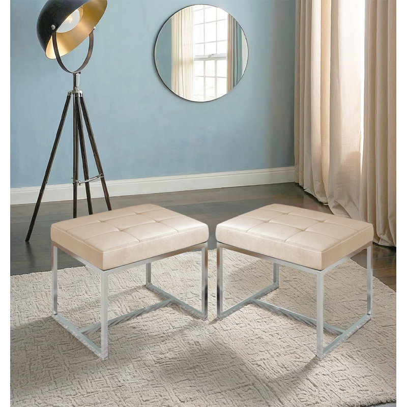 Finley Velvet Stool With Metal Base (pair), Brown