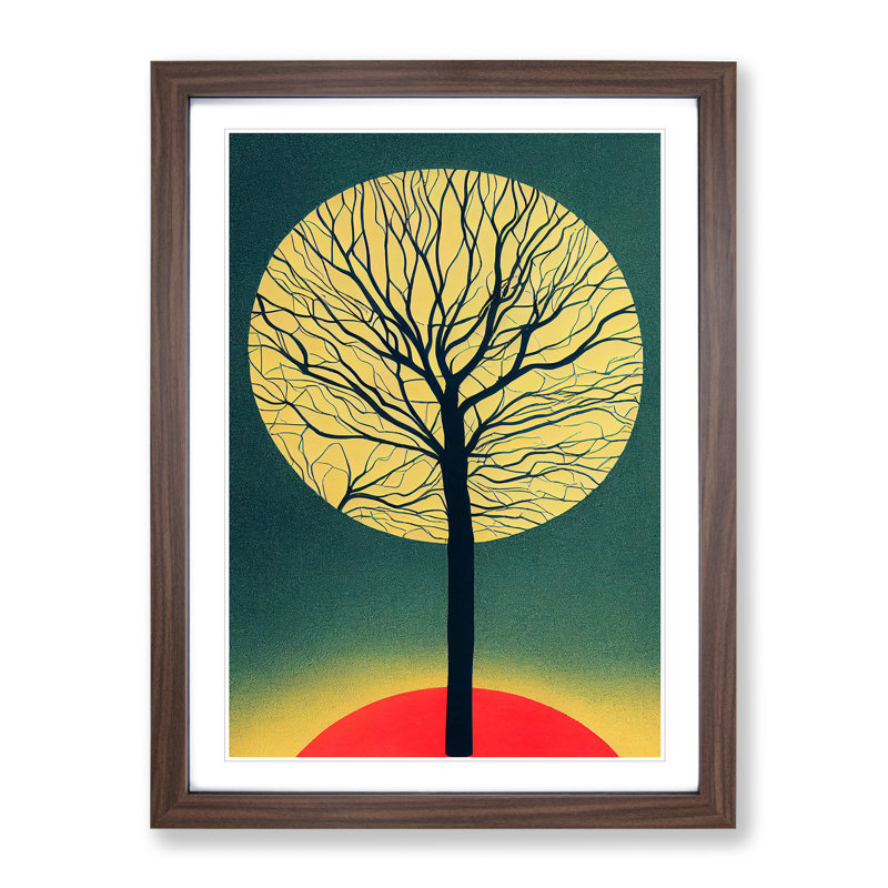Retro Tree No.3 - Wall Art, 64cm H x 46cm W x 2cm D, Walnut Framed