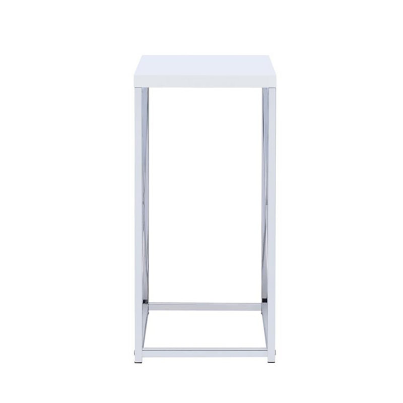 Florentin 29.25'' Tall End Table in Glossy White and Chrome