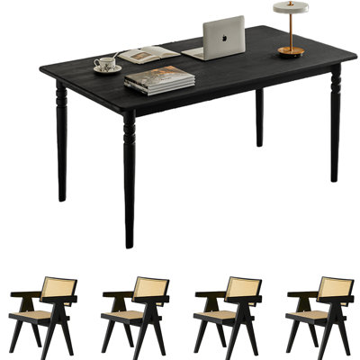 Ensemble de salle à manger rétro en bois massif minimaliste