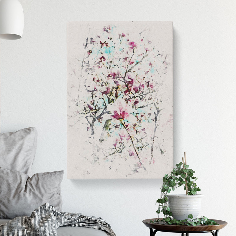 Pink Magnolia Blossom Tree - Wrapped Canvas Painting, 76cm H x 45cm W x 4cm D