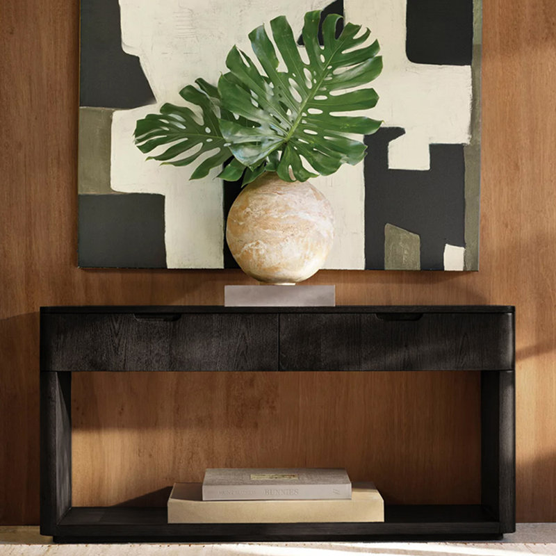 Console simple de style campagne américaine, 29.9" H x 59.8" W x 15" D, Black