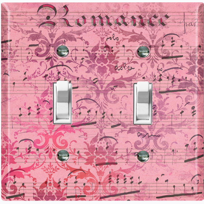 Patterned 2 - Gang Toggle Light Switch Standard Wall Plate, Red