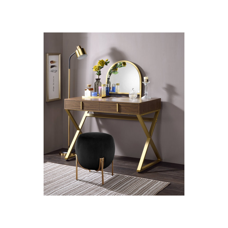 Bureau de coiffeuse avec miroir et plateau à bijoux