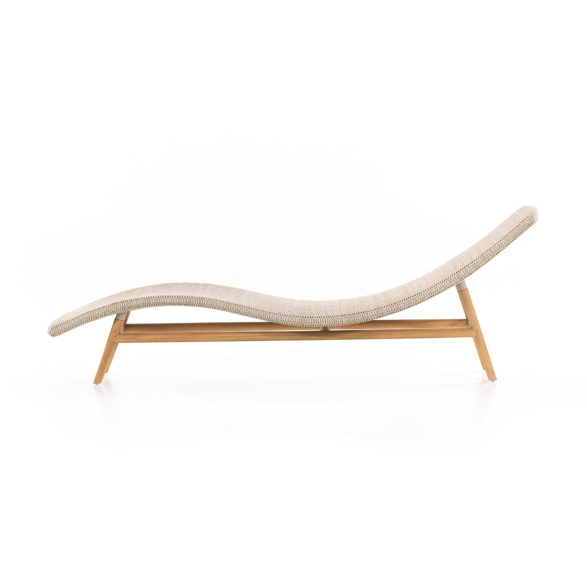 Janine 24'' Outdoor Teak Chaise Lounge, White, Natural Teak