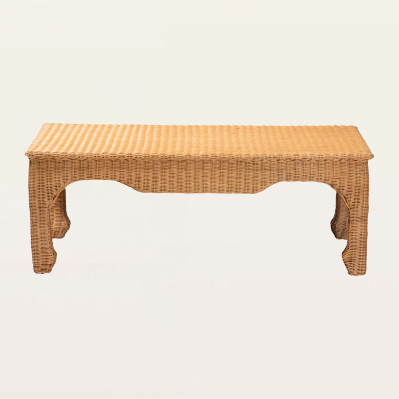 Table basse Kayleigh Ming Style Rattan - Table rectangulaire boho chic pour les espaces de vie