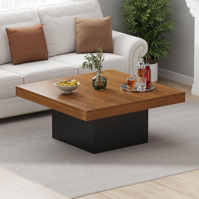 Square Coffee Table, 35 Inch LED Living Room Tables, Modern Coffee Tables with Plug-in 16-Color LED Lights, Cocktail Table for Home Office, Apartment, Reading Room, Easy Assembly